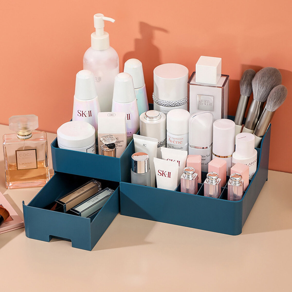 Makeup Mirror Cosmetic Storage Box Multi-functional Drawer Storage Box