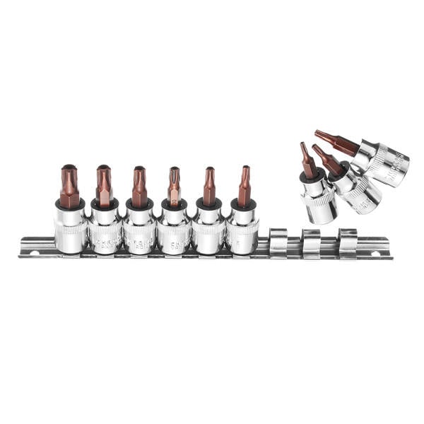 9Pcs 3/8 Inch Drive Sockets Set T10-T50 Five Angle Torx Screwdriver Bits Socket