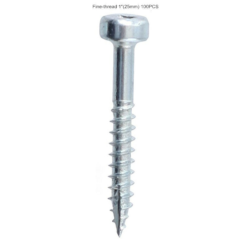 100Pcs/Set Woodworking Angled Hole Screw Square Self-tapping Screw Square Slot Coarse Thread Fine Thread Screw Galvanized