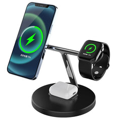 Fast Wireless Magnetic Charger Stand for iPhone 12-14, Samsung S23, Apple Watch, AirPods