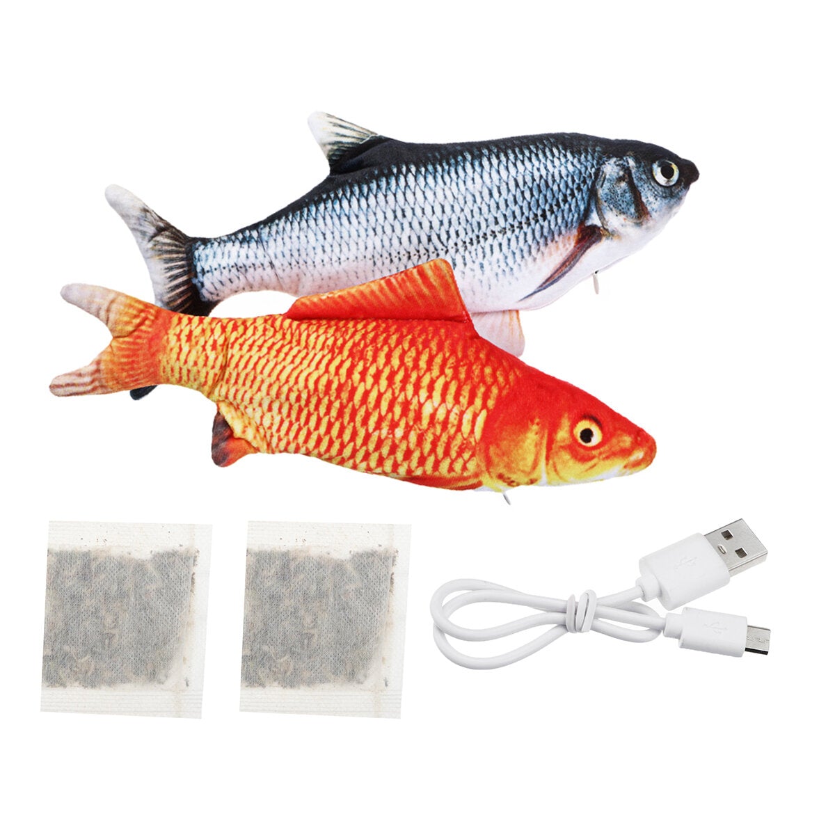 2 Pack Electric Cat Fish toxic Moving Fish Cat toxicker Toys, Interactive Fish Cat Toys for Indoor Cats, Biting