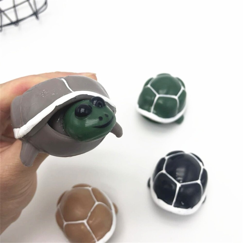 1 PC Random Color Durable Creative Tortoise Shrink Head Painted Decompression Toy