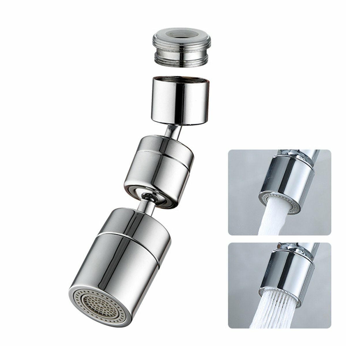Universal Extender Splash Filter Faucet 1080 Rotate Water Outlet Faucet Silver