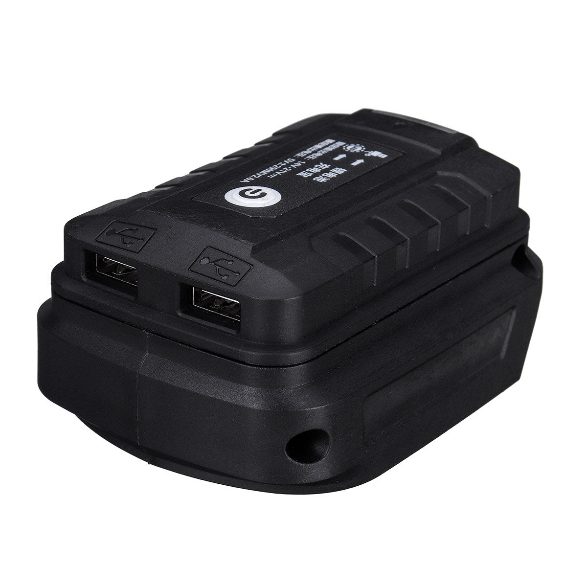 1 PC Black Plastic Li-ion Battery Charger With light Dual USB Output Ports