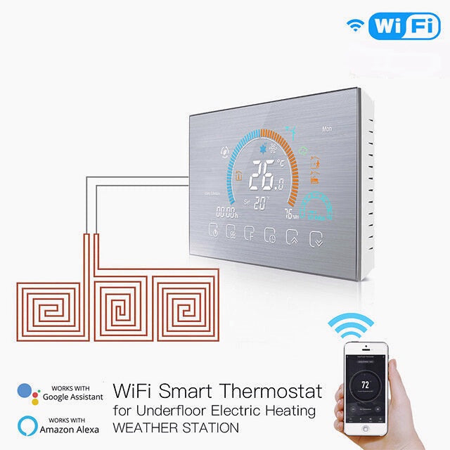 WiFi Thermostat Programmable Temperature Controller Underfloor Water/Gas Boiler Weather Station Tuya Smart Alexa Voice Control