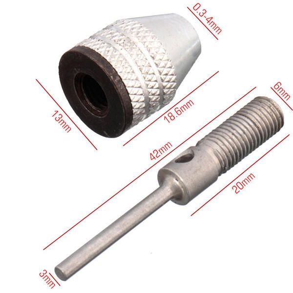 0.3-4mm Mini Keyless Drill Chuck Electric Grinder Adapter with 3mm Connecting Rod for Dremel