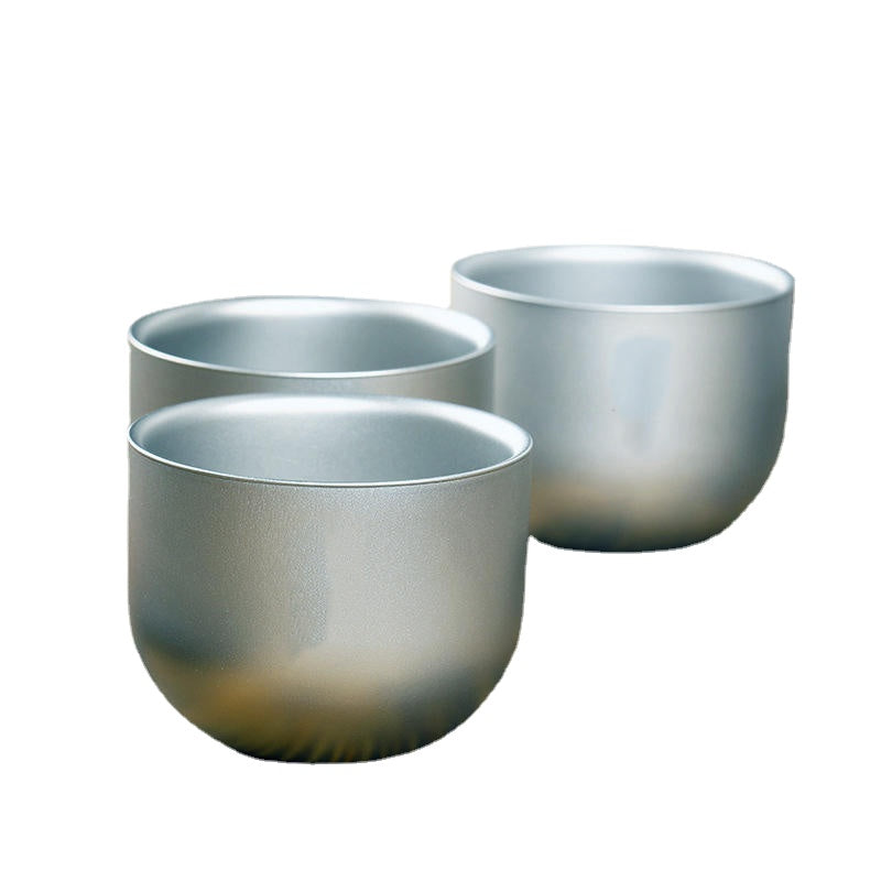1 pc 150ml Water Cup Pure Titanium Camping Travel Portable Tea Cup Double Anti-scalding Cup