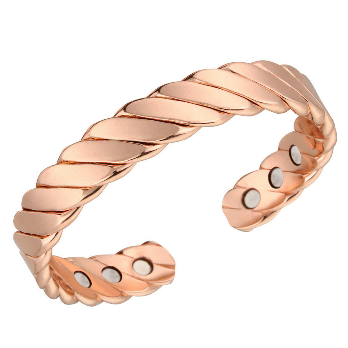 Fashion Rose Gold Magnetic Bracelet Neodymium Magnet Therapy Pain Relief Health Care Copper Bangle