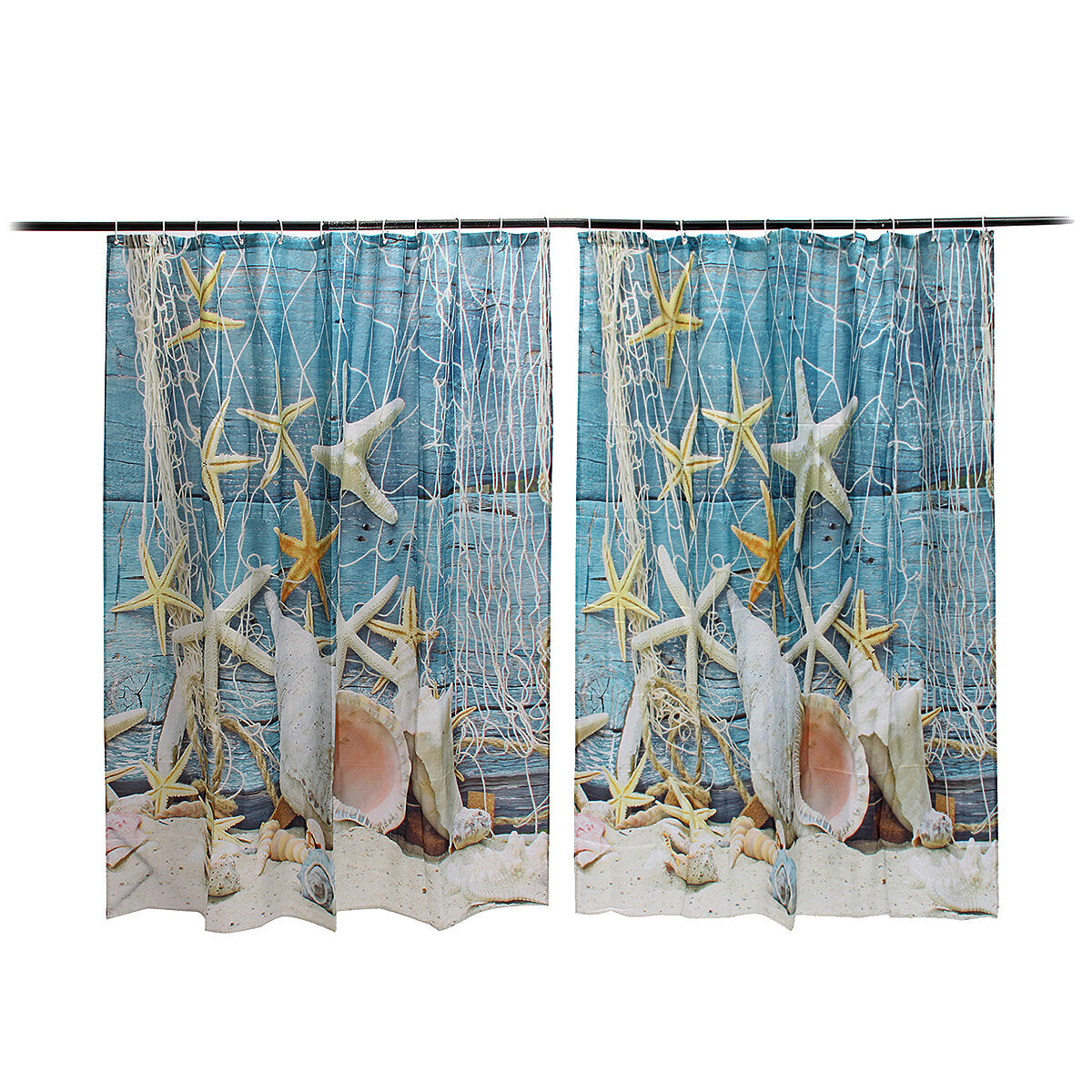 180x180CM Sea Startfish Shower Curtain Conch Digital Printing Waterproof Polyester Shower Curtain