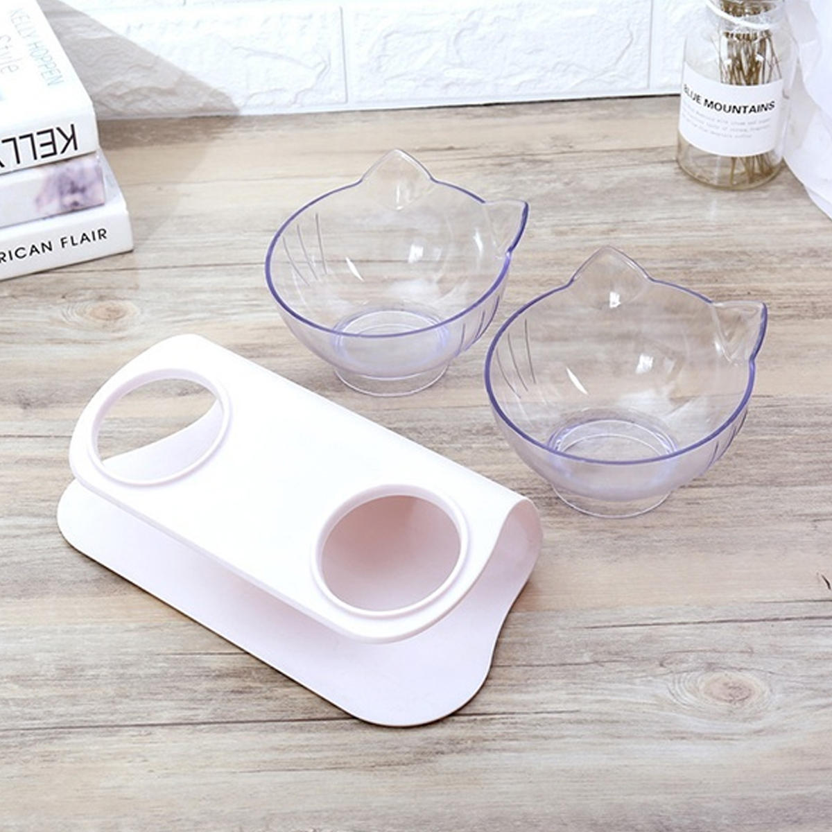 1/2 PCS Bowl Oblique Mouth Double Bowl Drinking Food Bowl Neck-protection Pet Bowl Cat Supplies Dog Puppy