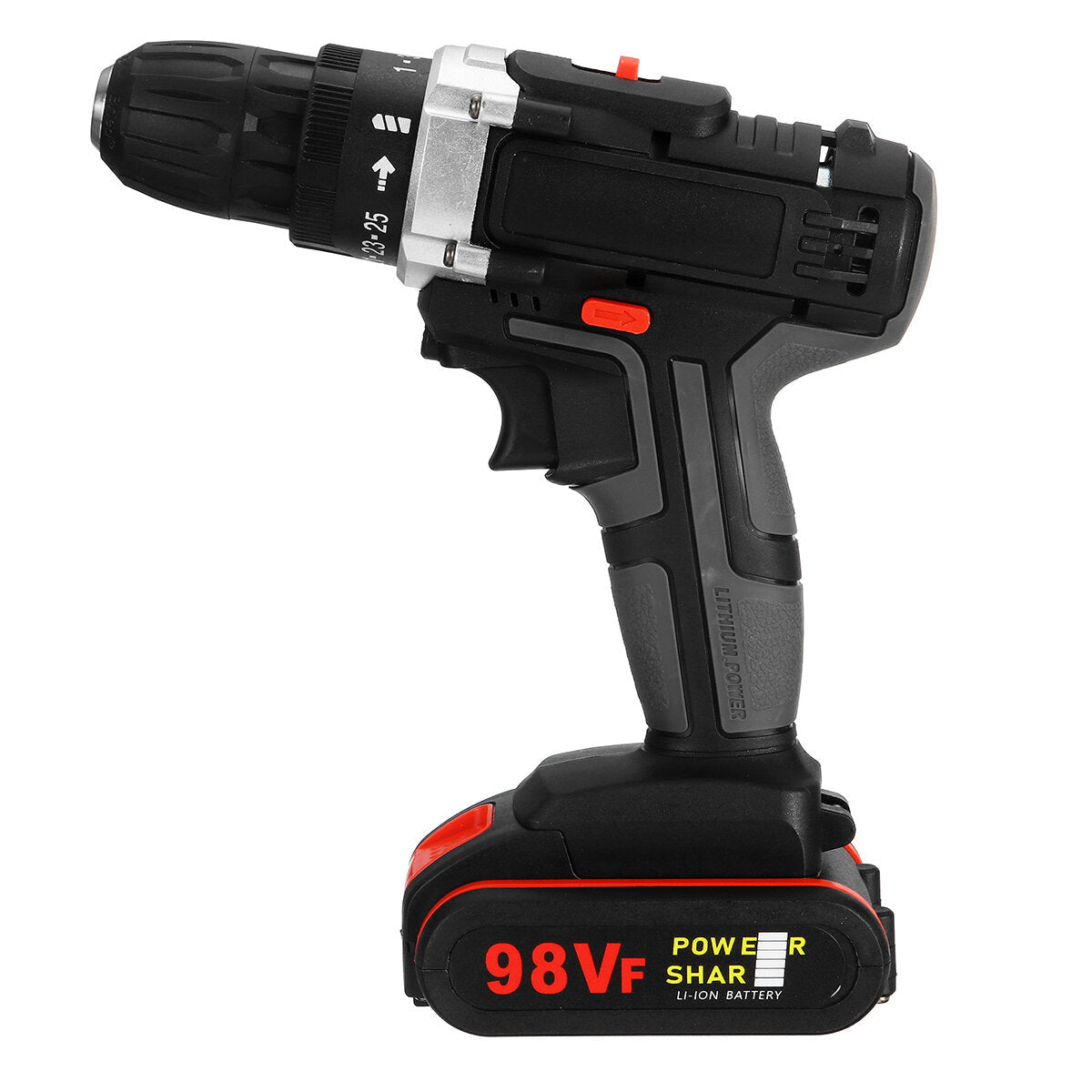 98VF Rechargeable Electric Cordless Impact Drill Screwdriver 25+1 Torque LED