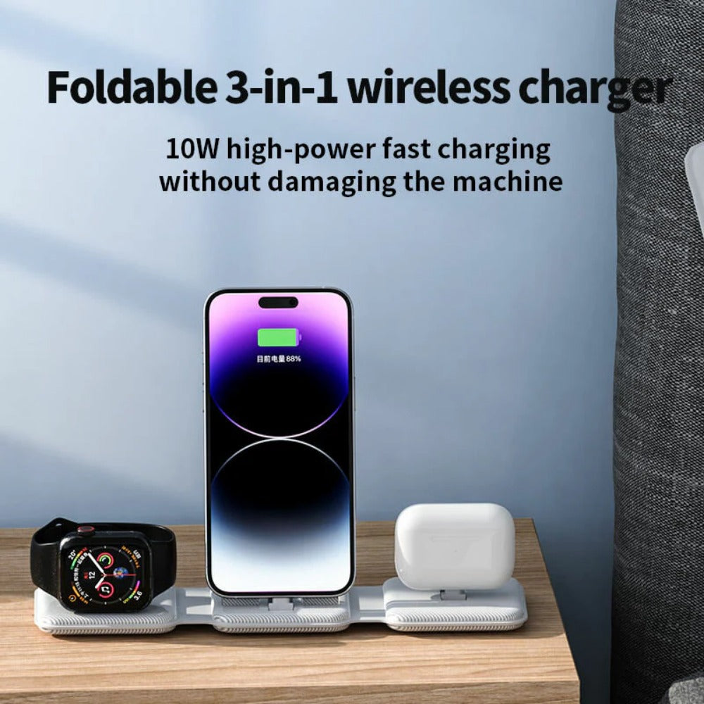 Fast Wireless Charger Pad for iPhone 13/14/Pro/Max, iWatch, AirPods, Qi-enabled