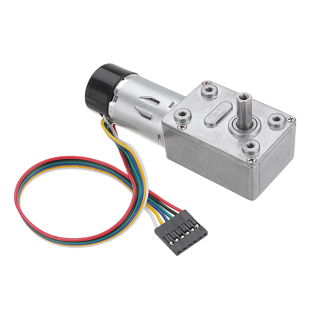 DC 12V 10/30/90/150RPM Motor Reduction Gear Turbine Worm Self-locking Encoder Signal Feedback Motor