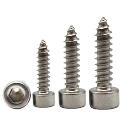 M4SH6 50Pcs M4 304 Stainless Steel Hex Socket Cylinder Cap Head Self Tapping Screw Wood Screws Speaker Screws Optional Length