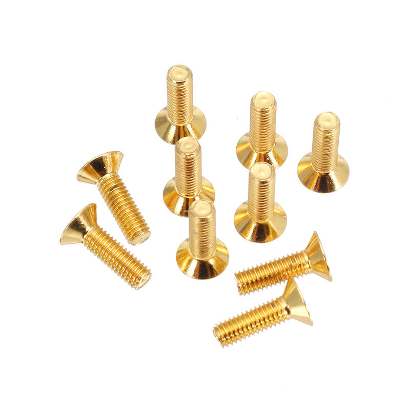 10Pcs M3*10 Countersunk Head Hex Socket Screws Steel Alloy Titanium Plating Gold