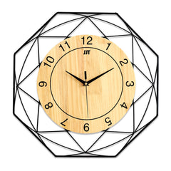 Clear Wide Large Wood 42cm Wall Clock With Bird Stickers For Study Living Room