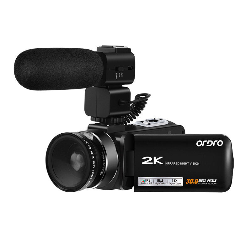 Ultra HD Digital 2K Video Camera WIFI Camera Anti-shake IR Infrared Night Vision+Wide Angle+Microphone+Hood