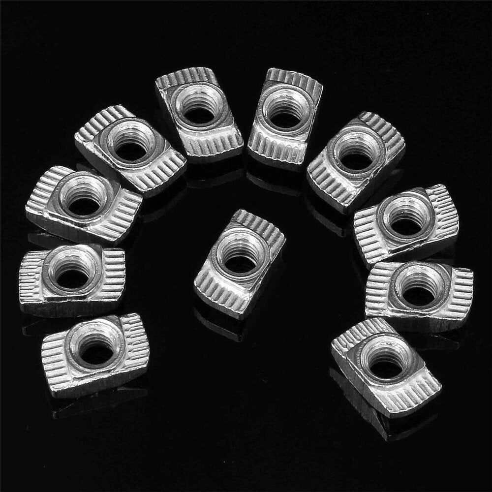 100pcs M5 Hammer Nut Nickel Plated Carbon Steel Aluminum Connector T Fastener Sliding Nut