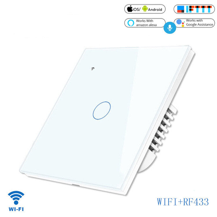 WiFi+RF433 Smart Light Touch Switch 1Gang EU Wireless Remote Control Works with Alexa Google Home