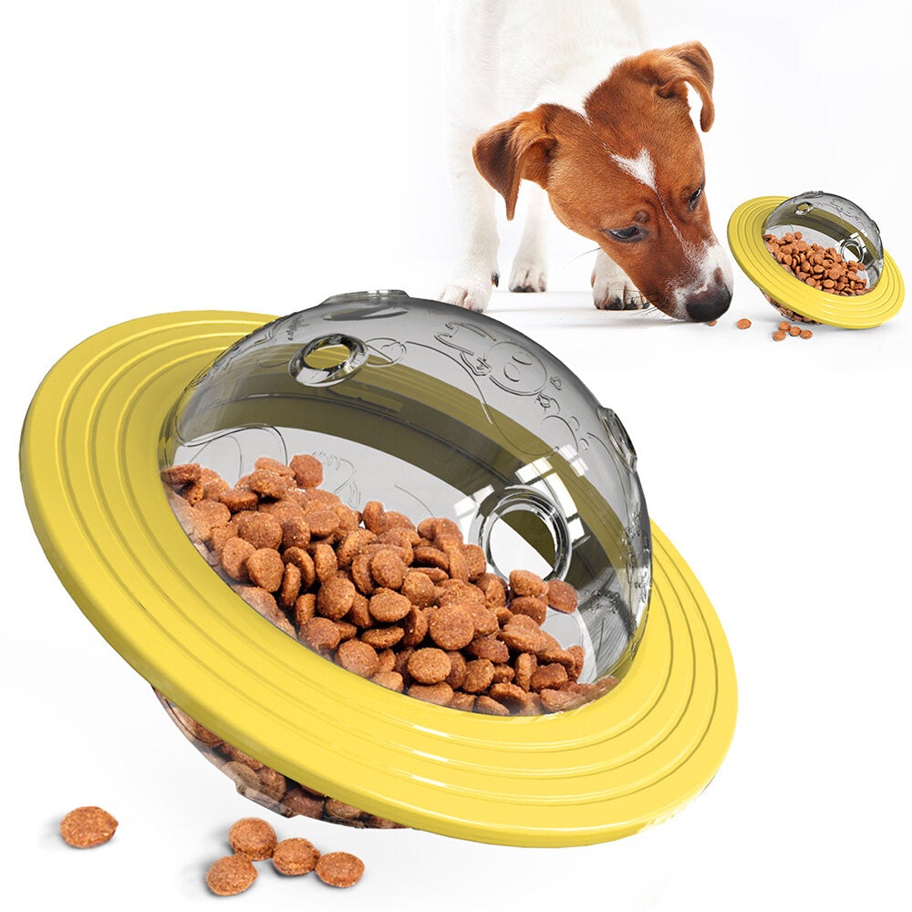 UFO Shape Interactive Dog Cat Food Ball Bowl Pet Toy Shaking Foods Leak Container for Puppy Feeding Tool