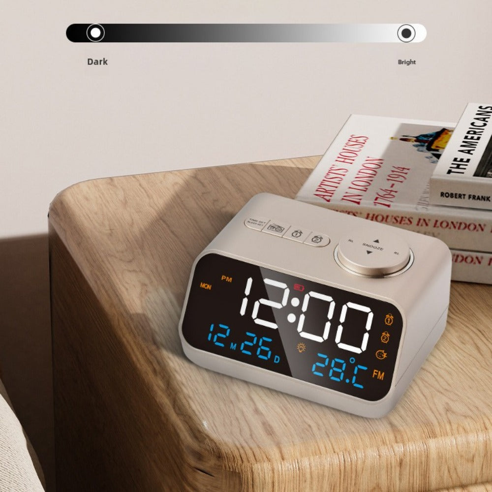 Digital FM Radio Alarm Clock with Dual Alarms, Snooze, Temperature, Date Display, and Memory Function