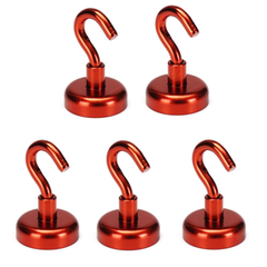 5pcs 25mm 22KG Magnetic Hook Holder Neodymium Magnet Red Hook Magnet