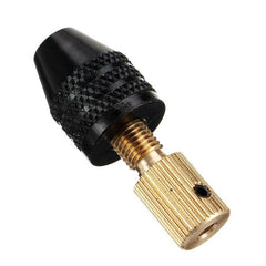 0.3-3.4mm Black Drill Bit Chuck Adapter Three-Jaw Drill Chuck Brass Base with Silver Wrench