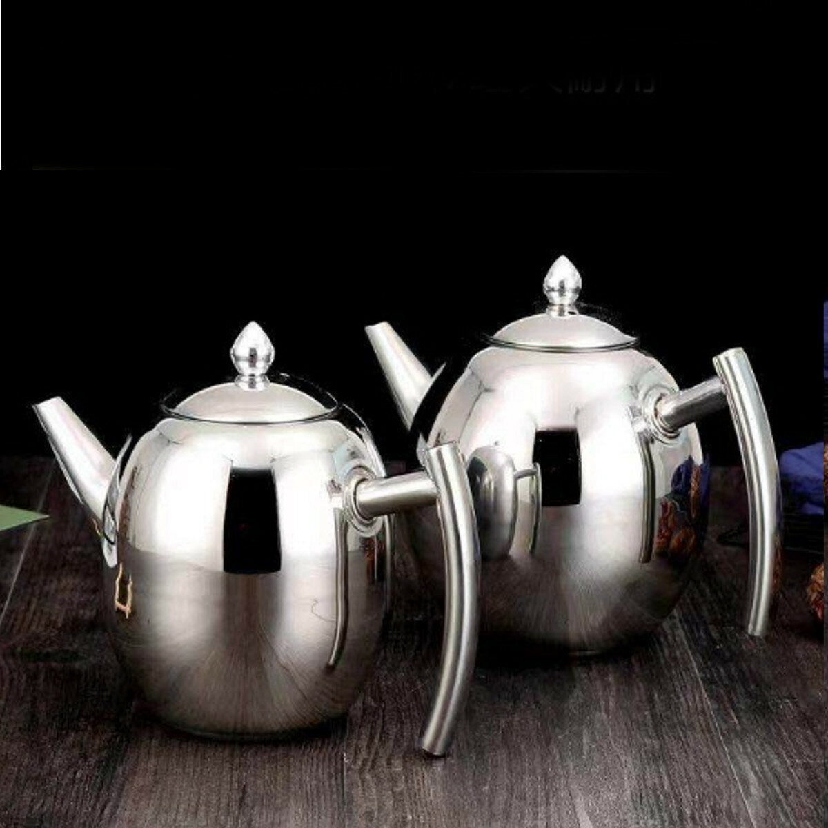 1.5L Capacity Stainless Steel Teapot Coffee Pot Kettle With Tea Leaf Filter