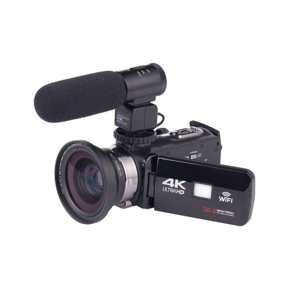 4K Video Camera Camcorder with 18X Zoom, 48MP Vlogging, 3.0-Inch Touchscreen, Mic, Remote, Night Vision, 2 Batteries