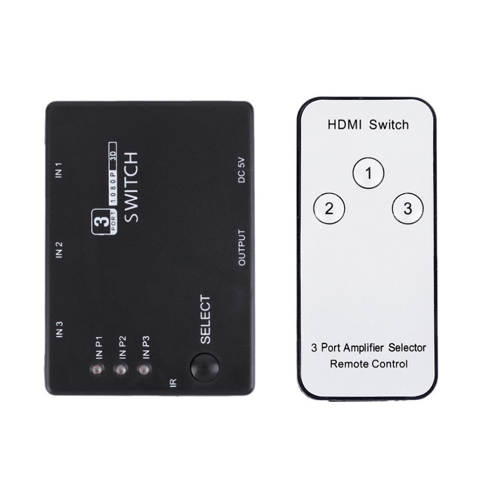 3x1 3 Port 1080P Video HD Switch Switcher Splitter IR Remote For HDTV PS3 DVD