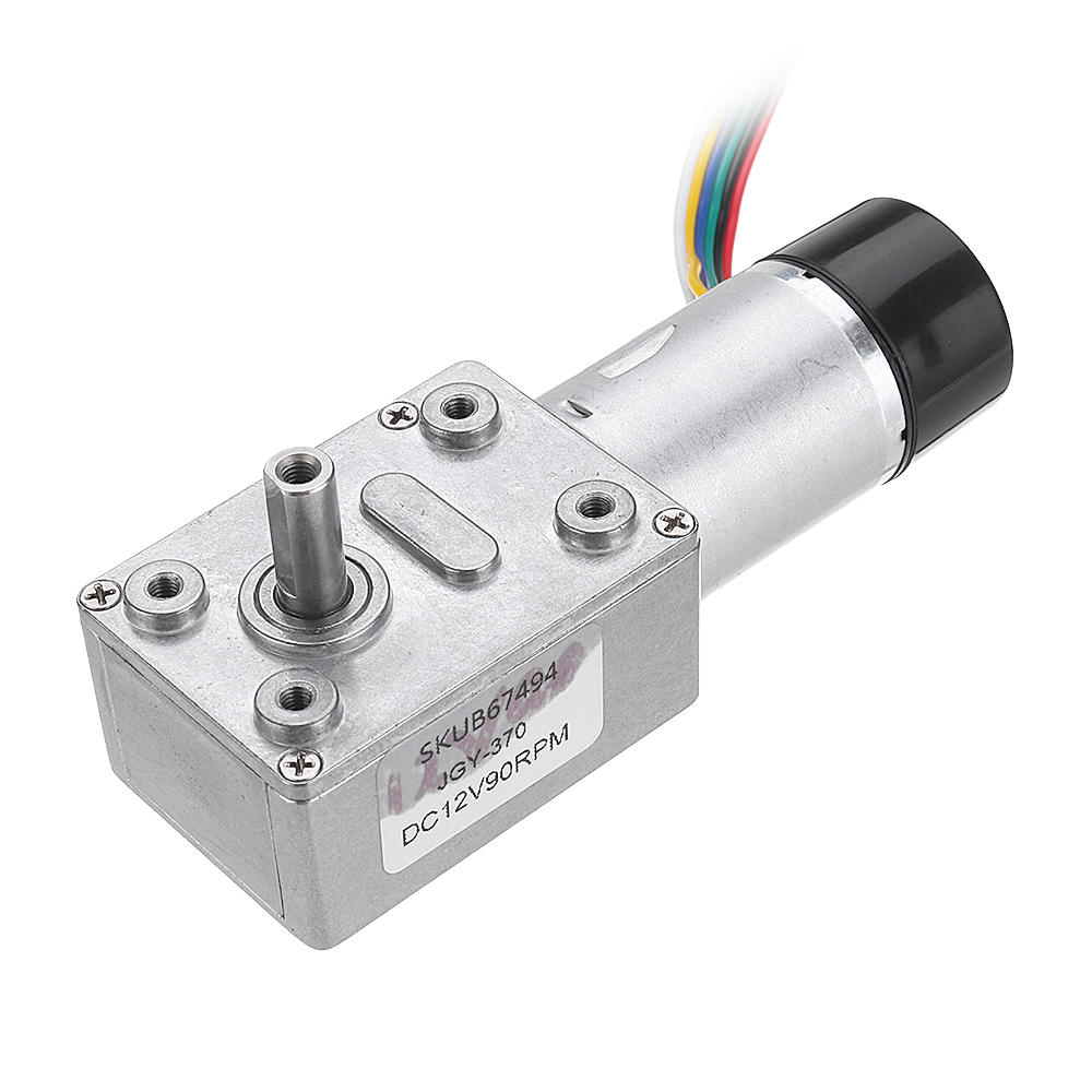 DC 12V 10/30/90/150RPM Motor Reduction Gear Turbine Worm Self-locking Encoder Signal Feedback Motor