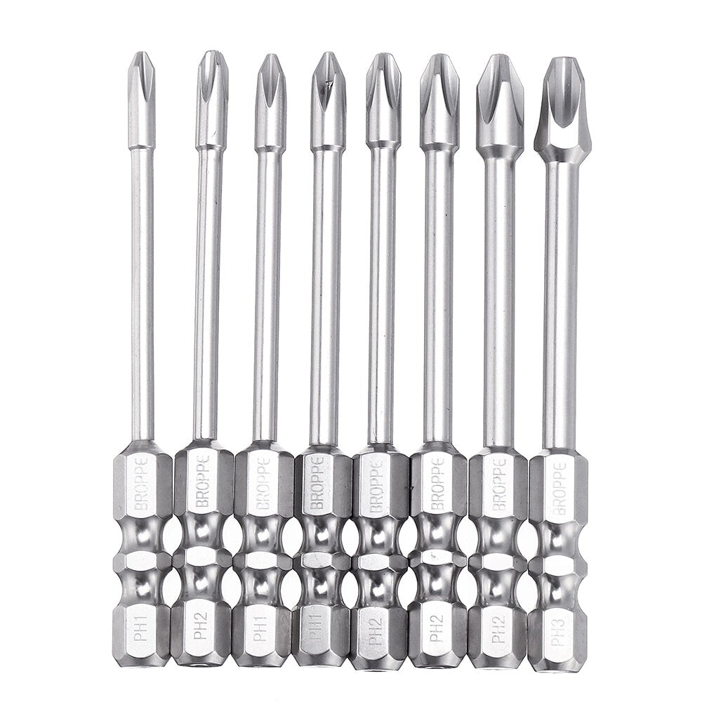 10Pcs 75mm Length Impact Phillips Screwdriver Bit High Torque Cross Screwdriver Bit S2 Strong Magnetic Screwdriver Bit
