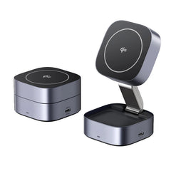 15W 2-in-1 Magnetic Wireless Charger Stand for iPhone, Samsung, Civi, Pura, AirPods & Apple Watch