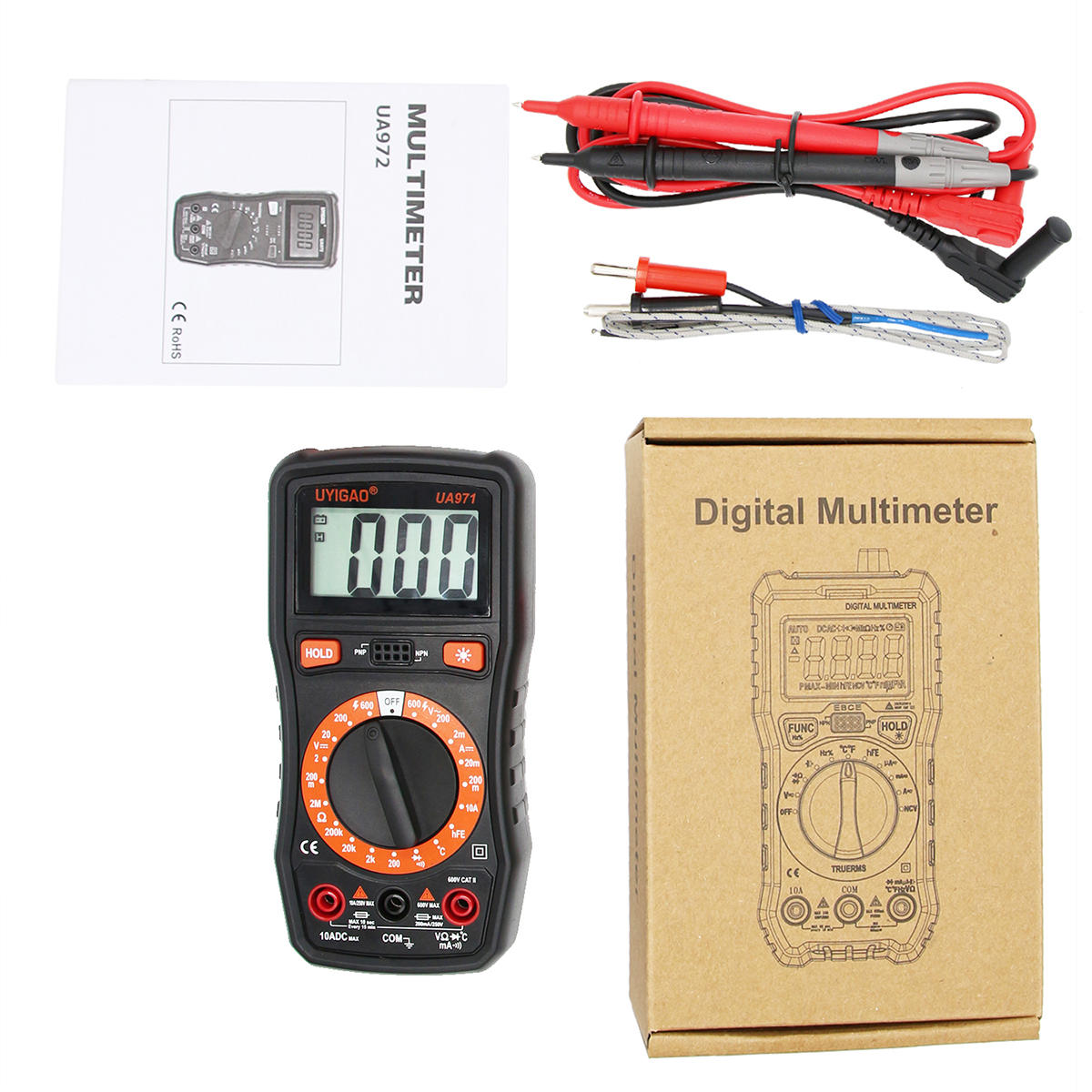 LCD Voltmeter Ammeter Multimeter Temperature Diode Tester with Temperature Measurement