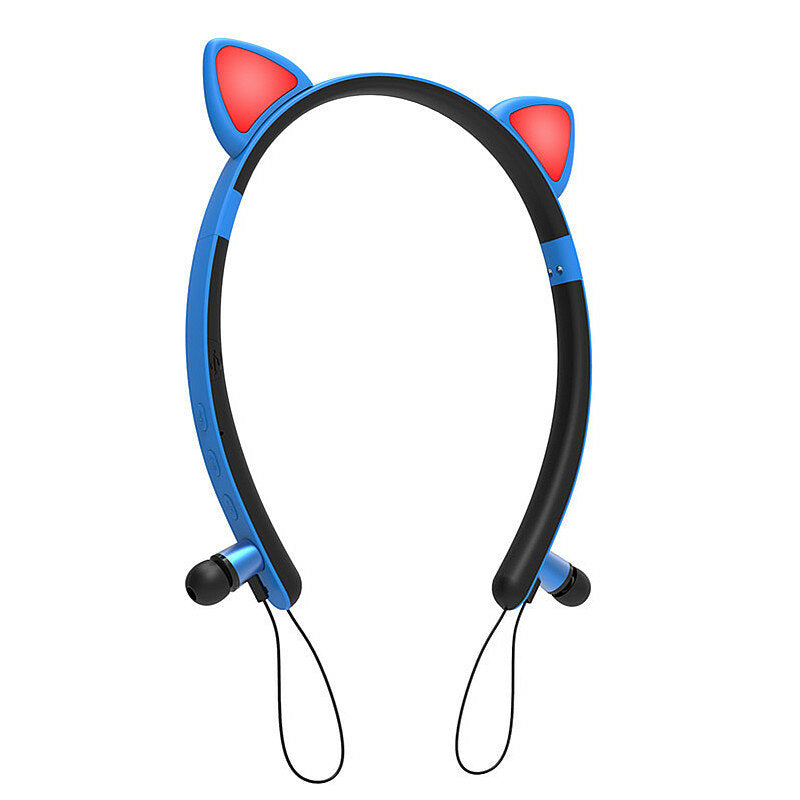 Cat Ear Cartoon Cute Magnetic bluetooth Earphone Headband Lighting Sports Headphone for Women Gifts
