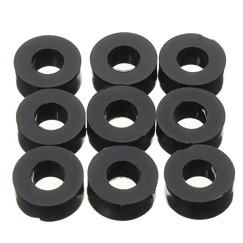 200Pcs Flat Nylon Washer Black Round Spacer Washer Standoff Fastener Hardware 7*3*L