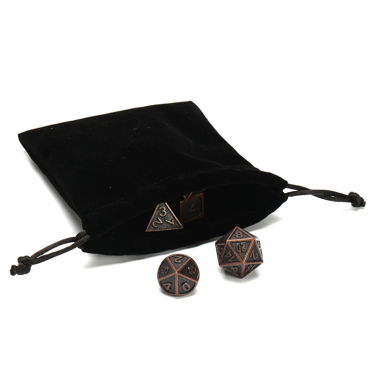 ECUBEE Solid Metal Polyhedral Dice Antique Color Role Playing RPG Gadget 7 Dice Set With Bag