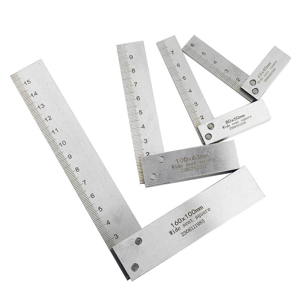 Premium Stainless Steel Right Angle Ruler High Precision 90 Degree Laser Etched Scale Wide Seat Design Multiple Sizes