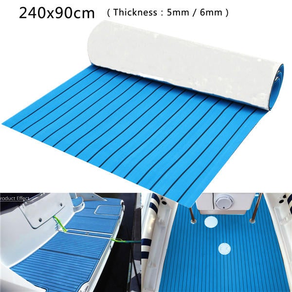 240x90cm EVA Foam 5/6mm Blue With Black Lines Boat Flooring Faux Teak Decking Sheet Pad