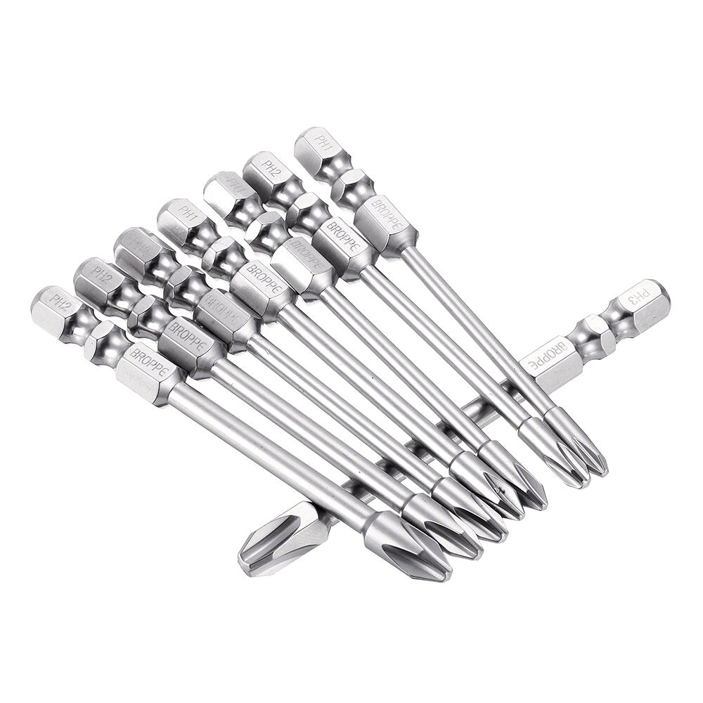 10Pcs 75mm Length Impact Phillips Screwdriver Bit High Torque Cross Screwdriver Bit S2 Strong Magnetic Screwdriver Bit