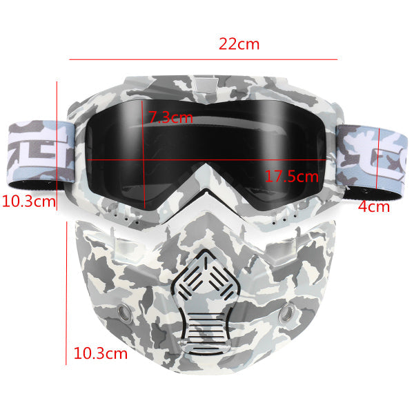 Motorcycle Helmet-in Goggles Clear Dark Grey Lens Detachable Modular Mask