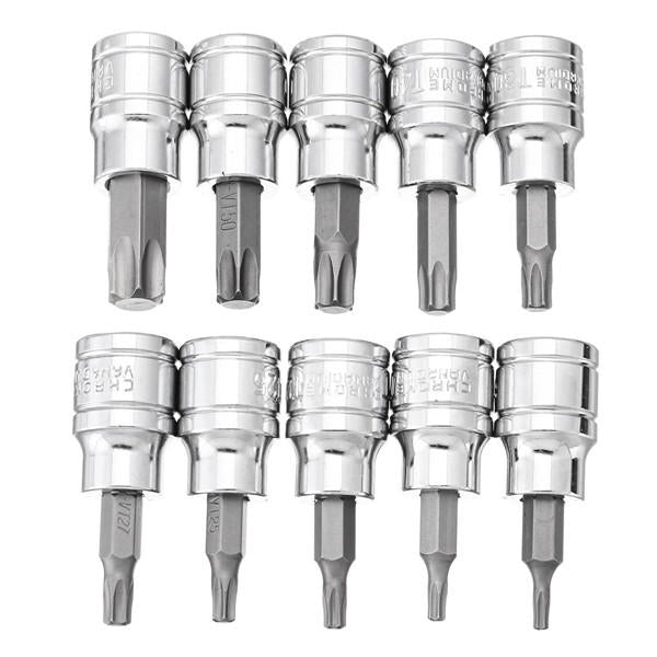 3/8 Inch Drive Socket 10pcs T10-T55 Torx Socket 9pcs H2-H10 Socket Bit Set