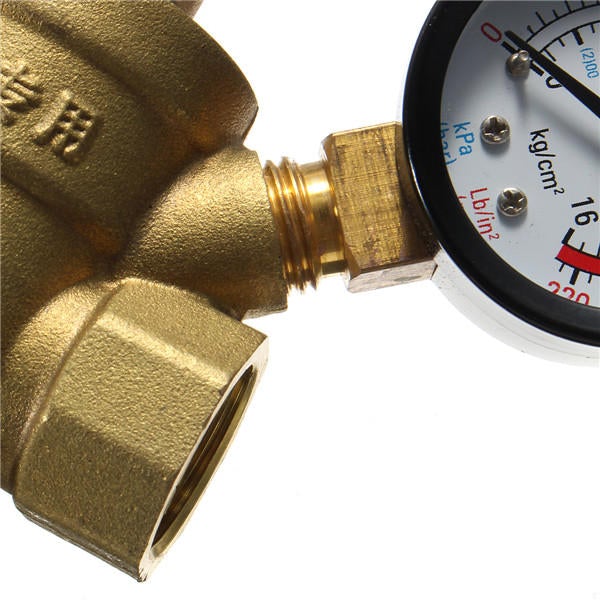 1/2' Inch Brass Water Pressure Reducing Regulator Reducer & Gauge Adjustable