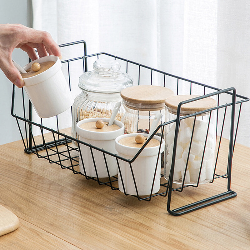 Stackable Iron Mesh Basket Cabinet Door Organizer Rack Closet Holders Storage Basket Rack Organizer