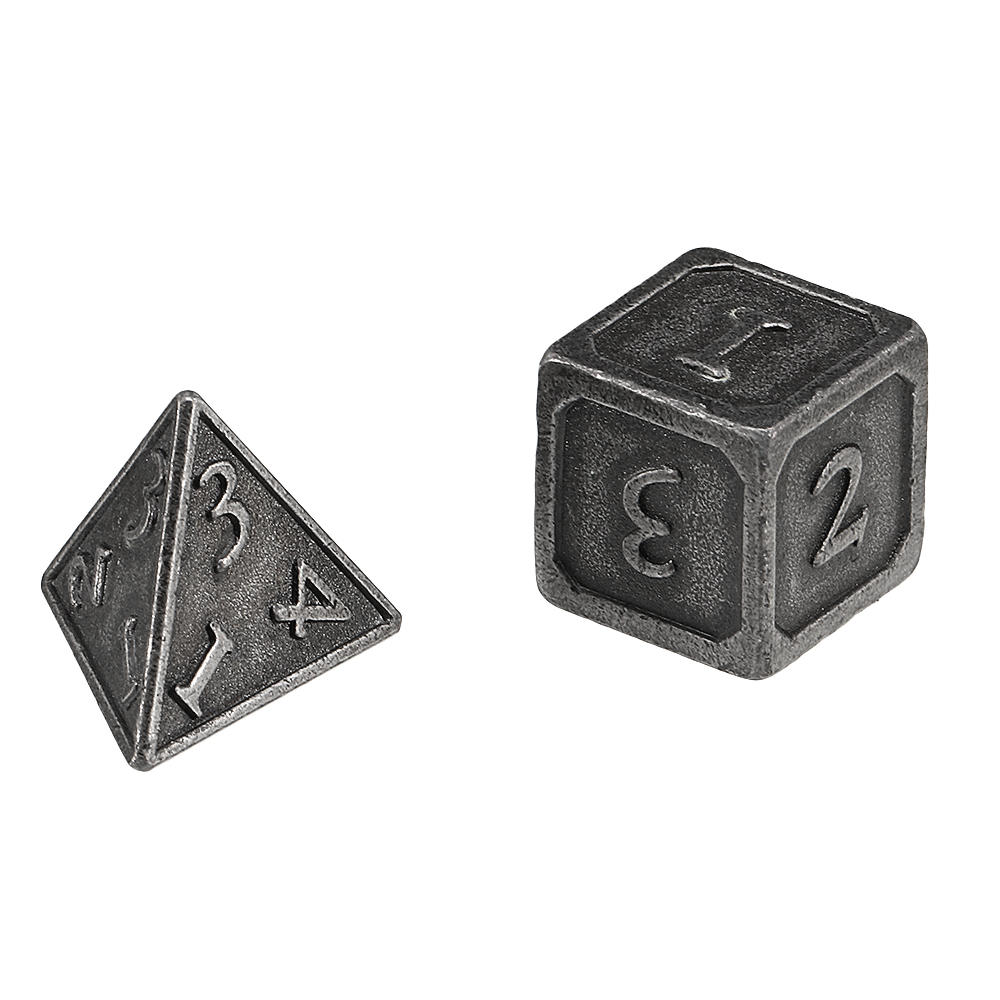 7Pcs Antique Color Solid Metal Heavy Dice Set Polyhedral Dices Role Playing Games Dice Gadget RPG