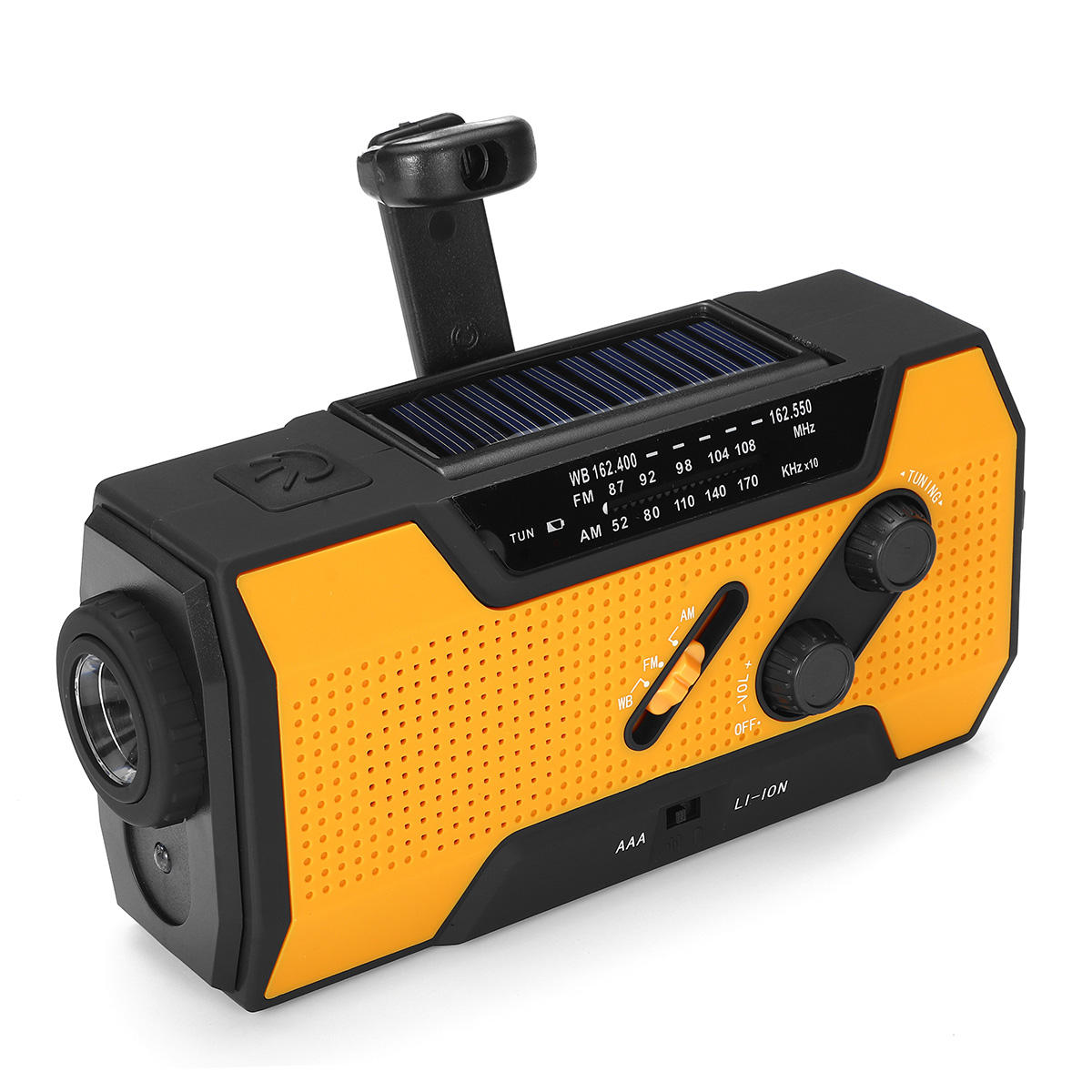 Portable AM FM NOAA Radio Solar Crank Emergency Weather Flashlight Rechargeable Power Bank for iPhone