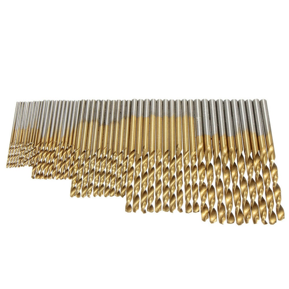 50PCS 1/1.5/2/2.5/3mm HSS Titanium Coated Twist Drill Bits High Speed Steel Drill Bit Set