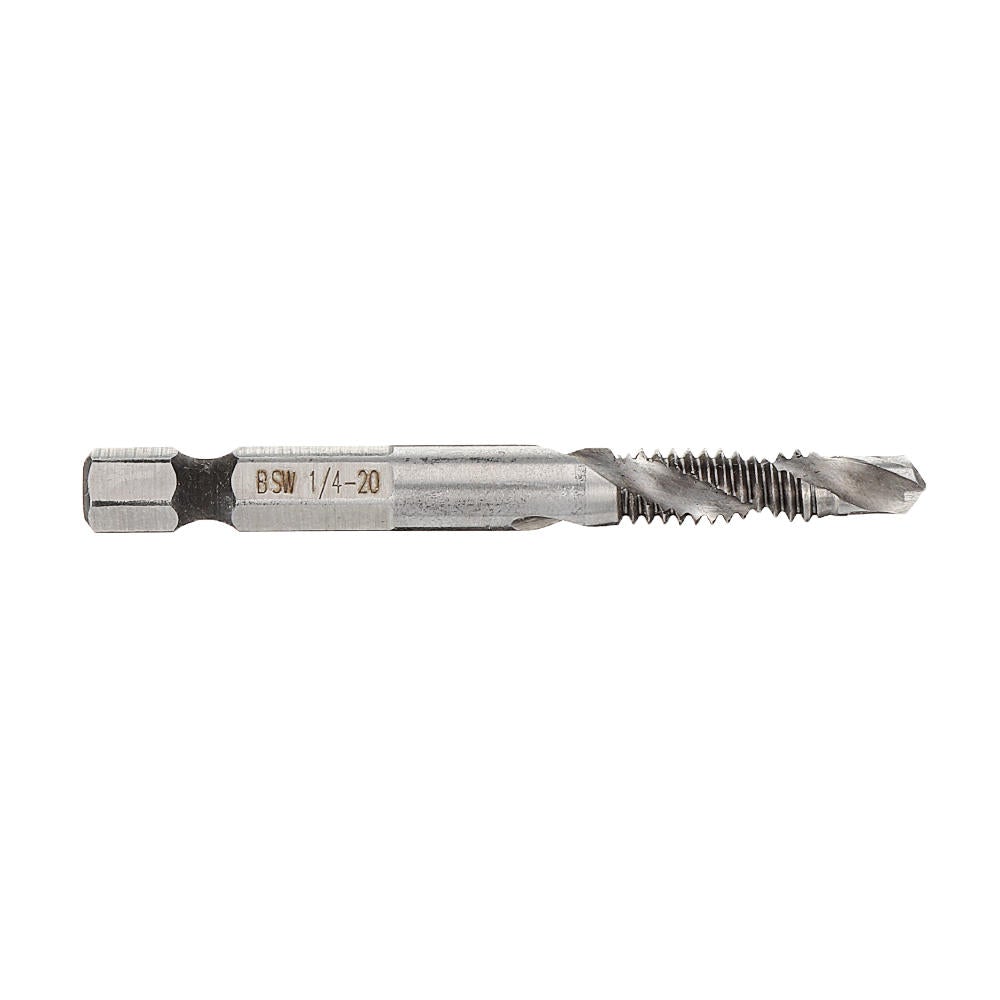 1/8-3/8 Inch BSW Thread HSS Combination Drill Tap Bit 1/4 Hex Shank Deburr Countersink