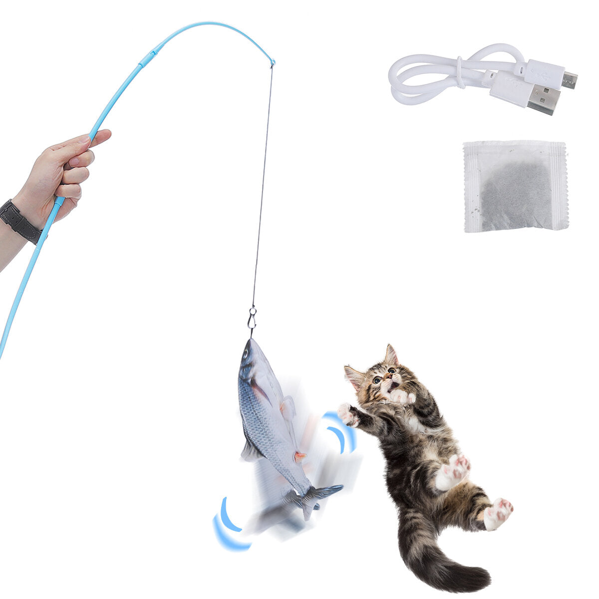 Cat Fish USB Charging Pet Supplies Puppy Toy Dog Playing Fishing Removable Washable