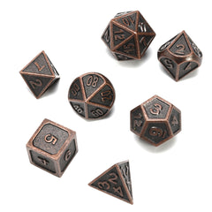 ECUBEE Solid Metal Polyhedral Dice Antique Color Role Playing RPG Gadget 7 Dice Set With Bag